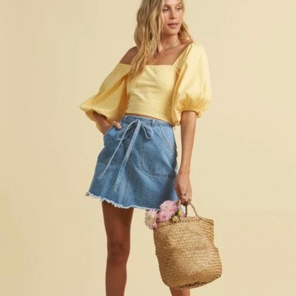 SALTY BLONDE TIED UP DENIM SKIRT (ALOHA WASH (AOW)) size 25 NWT